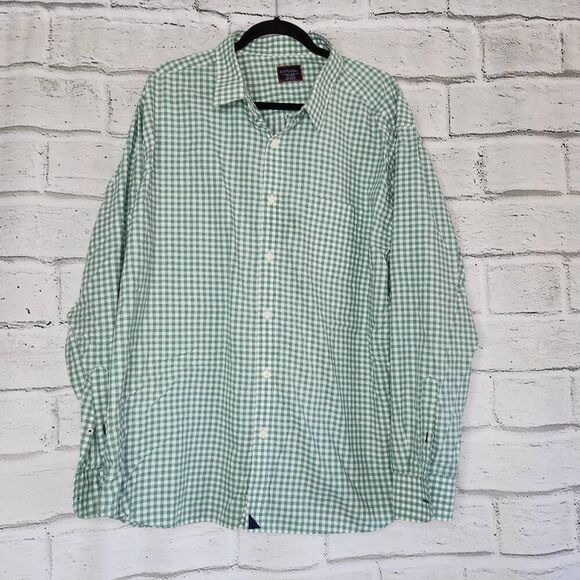 UNTUCKit Mens Green White Plaid Flannel Long Sleeve Button Up Shirt Size 3XL - Picture 1 of 10